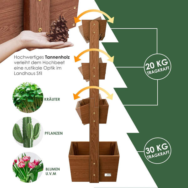 Hochbeet mit 4 Etagen Premium Blumenkasten – Bild 6