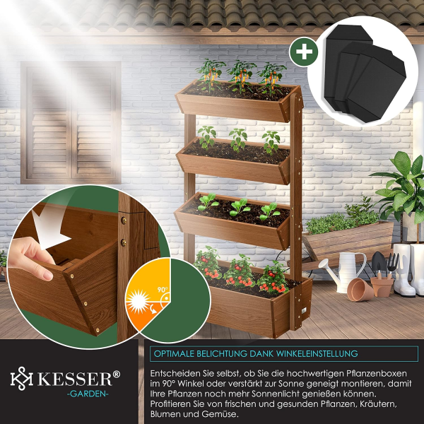 Hochbeet mit 4 Etagen Premium Blumenkasten – Bild 4