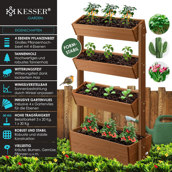 Hochbeet mit 4 Etagen Premium Blumenkasten – Bild 2