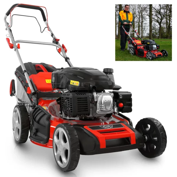 Benzin Rasenmäher mit Antrieb 53 cm Schnittbreite 6 PS Mulch Mulcher Mäher Hecht