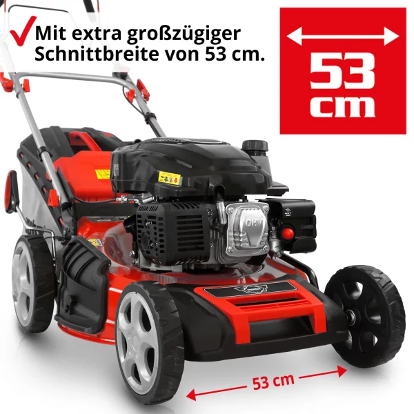 Benzin Rasenmäher mit Antrieb 53 cm Schnittbreite 6 PS Mulch Mulcher Mäher Hecht – Bild 2